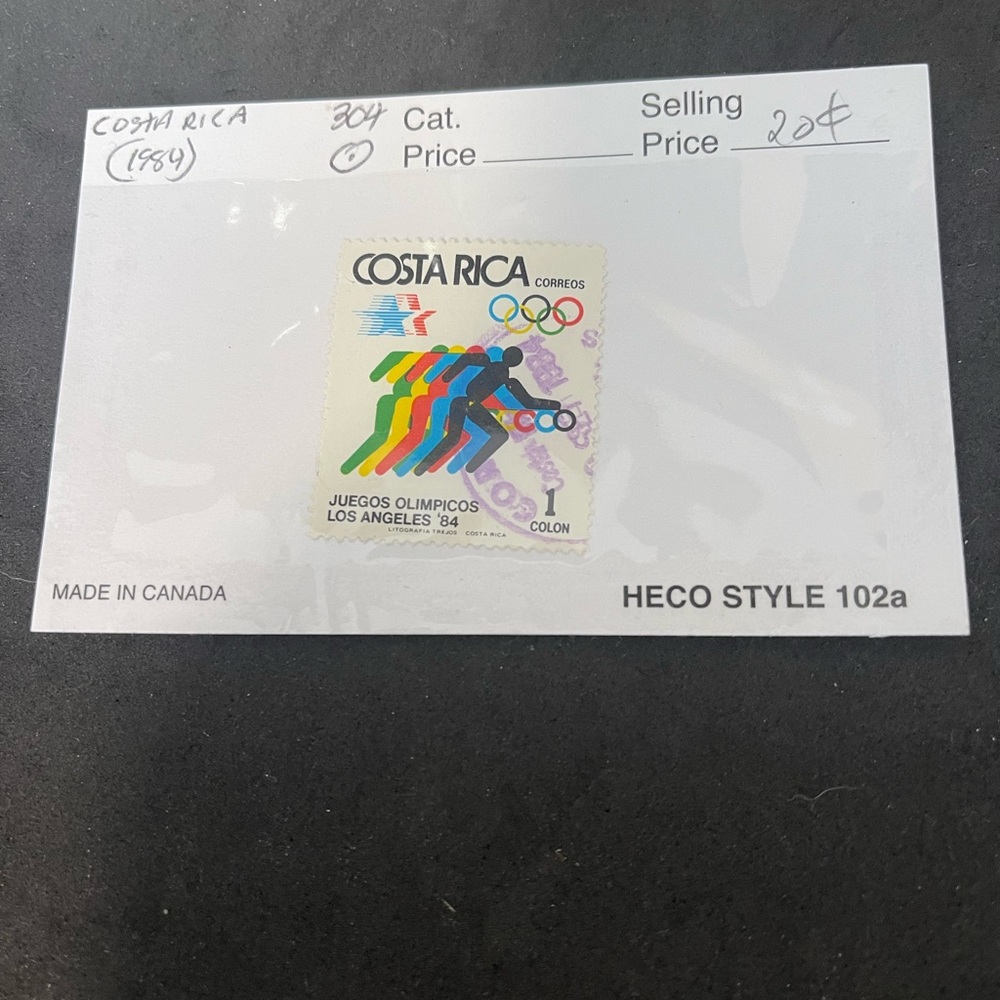 Cancelled 1984 Los Angeles Summer Olympics Costa Rican Postage Stamp Runner